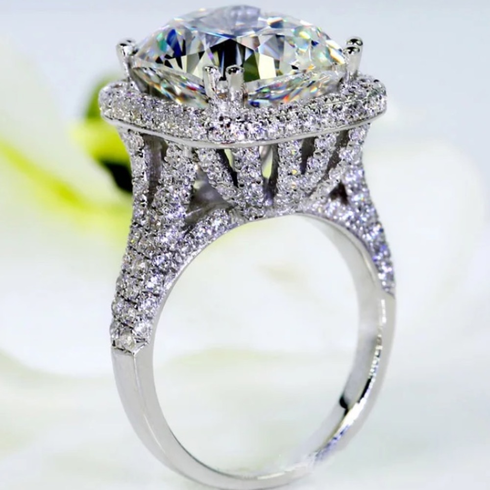 Sterling silver Big engagement ring - Picture 3 of 5